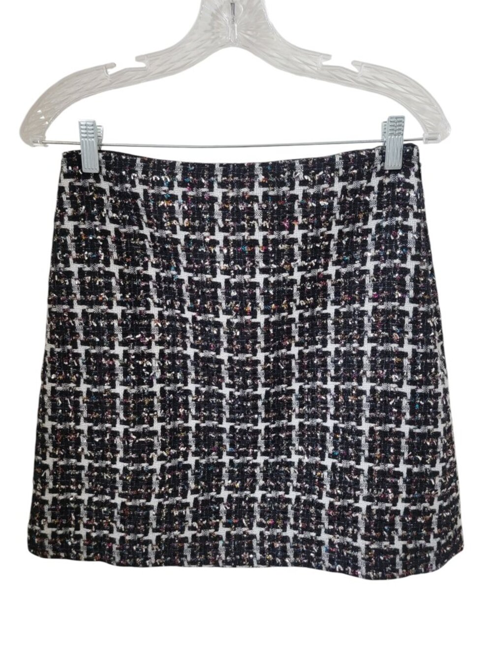 LOFT Size 2 Black Multi-Color Shimmer Tweed Mini Skirt